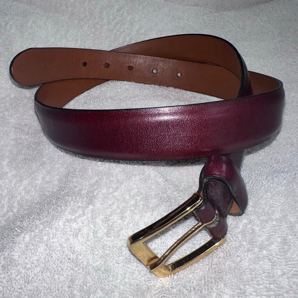 EUC Men's Size 32 Cole Haan Burgundy Brown genuine Leather Belt #G8145 USA
